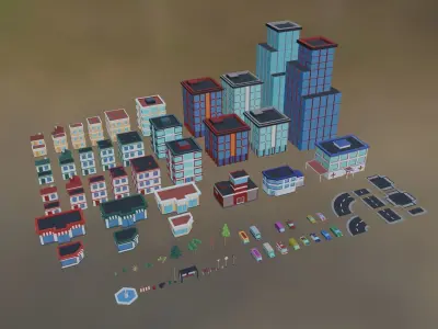 Low Poly City - Asset Pack Low-poly 3D model