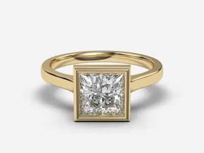 Princess Diamond Bezel Setting Solitaire Diamond Ring 3D print model