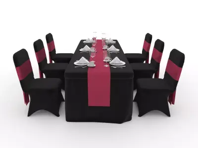 Banquet Table and Chair 128 3D model