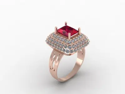 Ruby And Diamonds Ring 3D print model