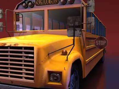School Bus Low-poly 3D model