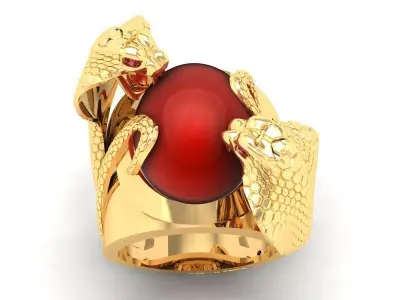 Luxury Dragon Oval Stone Men Ring 430  3D print model