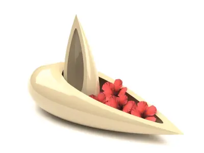 Decorative vase with hibiscus flowers 3D model