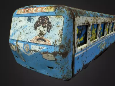 Old USSR Soviet Metal Toy Car Express Bus 3D model