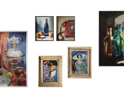 Vintage Paintings set 3D model