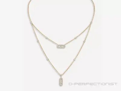 Messika Move Uno 18K Yellow Gold Diamond 2-Chain Necklace  3D print model