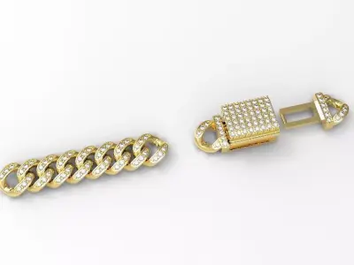 Cuban diamond link chain 8mm 3D print model