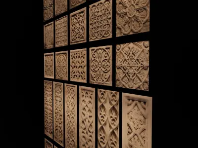 30 Ancient Concrete Wall Ornaments Lowpoly Low-poly 3D model