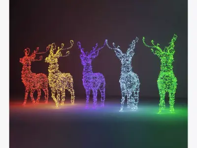 Christmas Deer Decor Decoration Colored 3D model