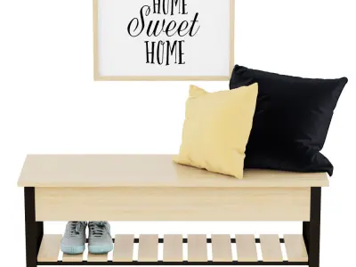 Park City Farmhouse 48 Inch Storage Bench Shelf for shoes 3D model