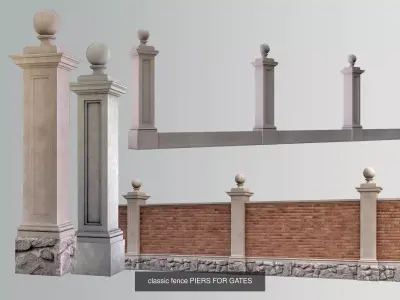 classic fence PIERS FOR GATES 3D Model Collection