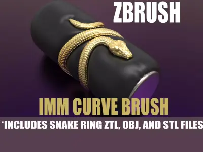 Snake IMM Curve Brush with Snake Ring Model for 3D Print 3D model