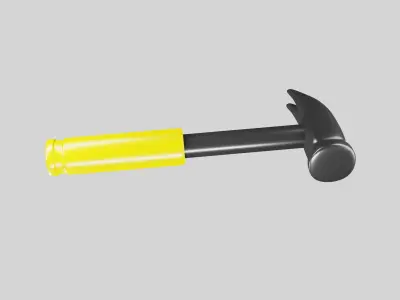 Metal hammer with yellow handle  3D model