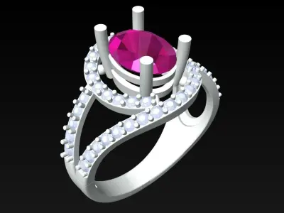 Oval Stone Ring - Womens Rings - GN101 3D print model