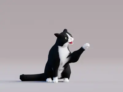 Low Poly - Stylized cats - Bicolor Cat Low-poly 3D model