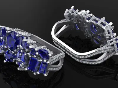 two finger Ring 3D print model