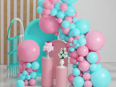 Party Balloons Birthday wedding anniversary Balloons decoration 3D model