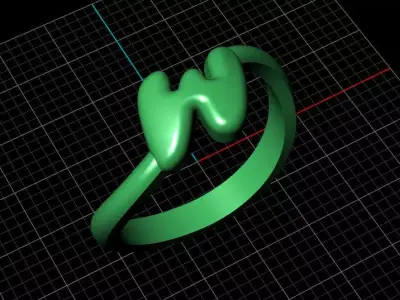 W alphabet baypass ring 3D print model