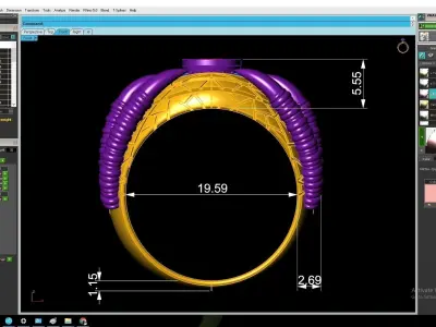 Luxury Woven Band Oval Gemstone Men Ring 3201 3D print model