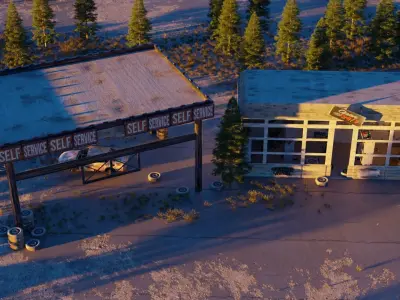 Abandoned gas station 3D model