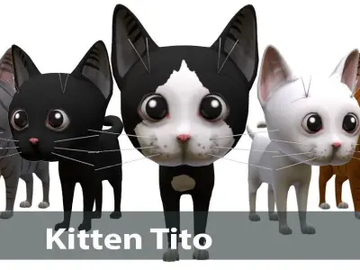 Cute Kitten Tito Low-poly 3D model
