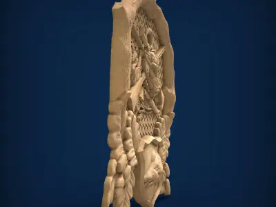 Carved panel painting STL 3D model 12