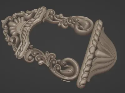 Wooden Frame Design File Artcam Bas Relief File for CNC Machinin 3D model