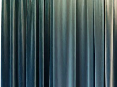 Set of soft bule silk curtains with wrinkles - collections 41 Low-poly 3D model