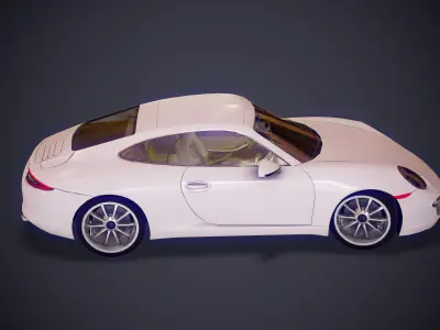 Game-ready Porsche 911 GT Low-poly 3D model