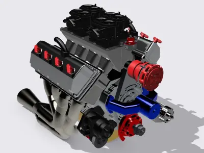 PRO STOCK HEMI COMPLETE HIGH DETAIL 3D PRINT MODEL 3D print model