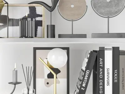 decorative set on shelves 5 3D model