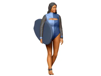 N4 SURFER WITH SURFBOARD IS WALKING 3D print model