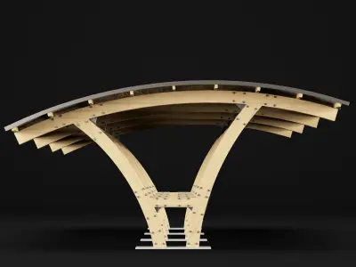Wooden carport 2 3D model