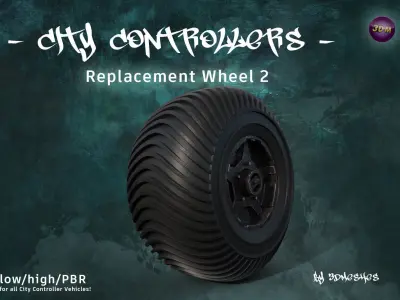 CITY CONTROLLERS Replacement Wheel 2 - PBR lowpoly Low-poly 3D model