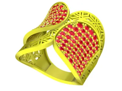 Luxury Heart Pave Openwork Ring Jewelry 3D Model 5098 3D print model