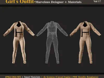 Girls Outfit- MD-Clo3d - Smart Material - Textures - OBJ - FBX 3D model