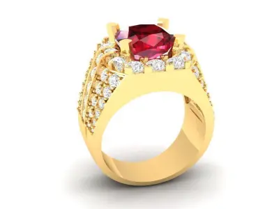 Luxury Ruby Parallel Band Ring for Men 189 3D print model