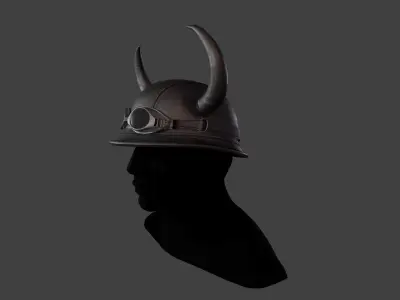 Leather biker helmet with horns Low-poly 3D model