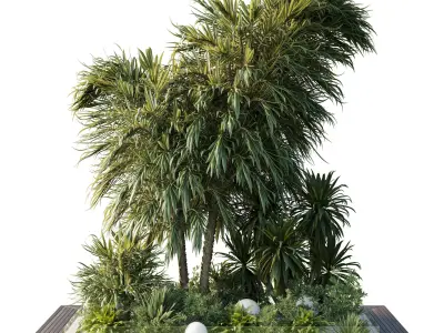 A Garden of Plants shrubs and palms outdoor garden  Low-poly 3D model
