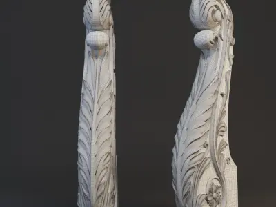 COLUMN carved wood carvings Low-poly 3D model