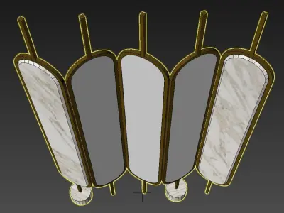 chloe four marble and brass wall sconces 3D model