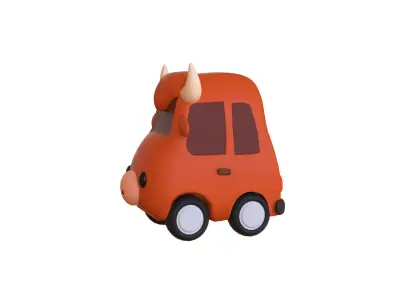 Cartoon Cow Car Low-poly 3D model