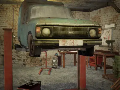 Car Garage 84 Assets Low-poly 3D model