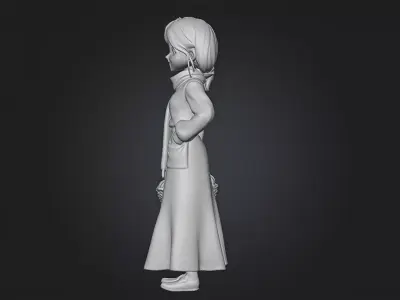 Thanksgiving Girl character Printable Model  with Pumpkin  Low-poly 3D model