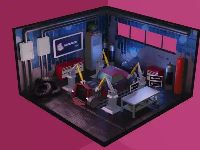 oil change and fix room Free low-poly 3D model