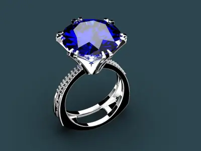 3D model Solitaire Round Cut EL Ring-PV 3D print model