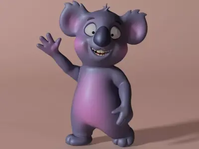 Cartoon Koala Rigged and Animated Low-poly 3D model