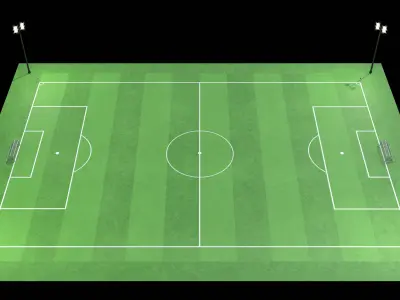 Low Poly Soccer Football Field v2 Low-poly 3D model