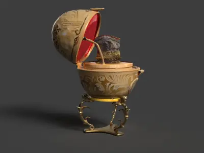 Faberge egg with meat shaped stone  Low-poly 3D model