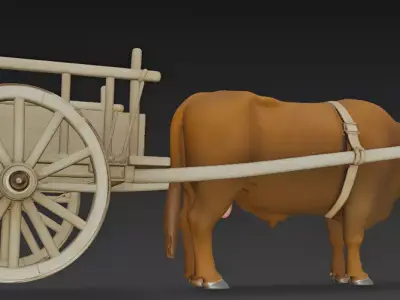 Bullock Cart Ox Cart 3d Model 3D model